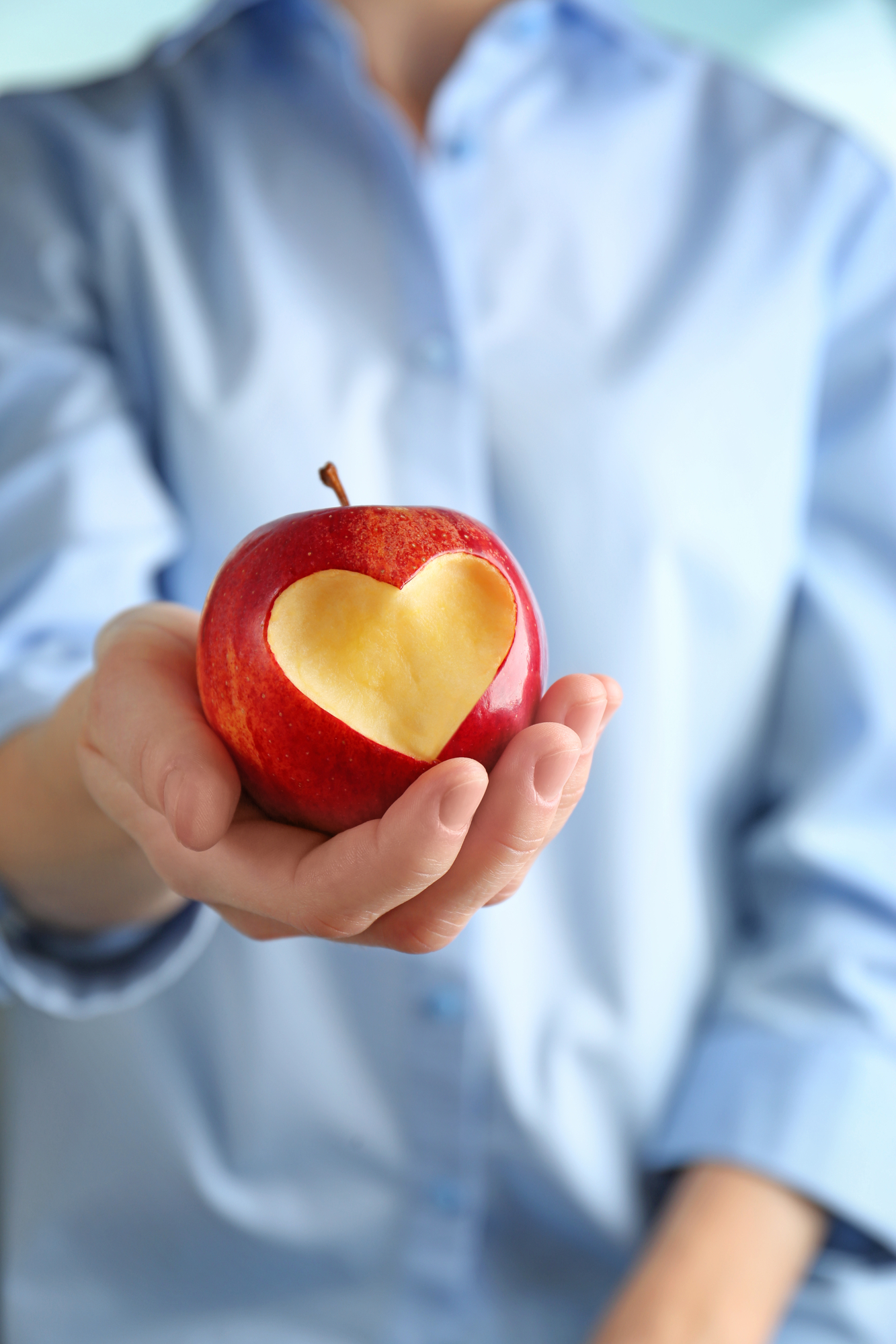 Apple with heart-shaped cut out